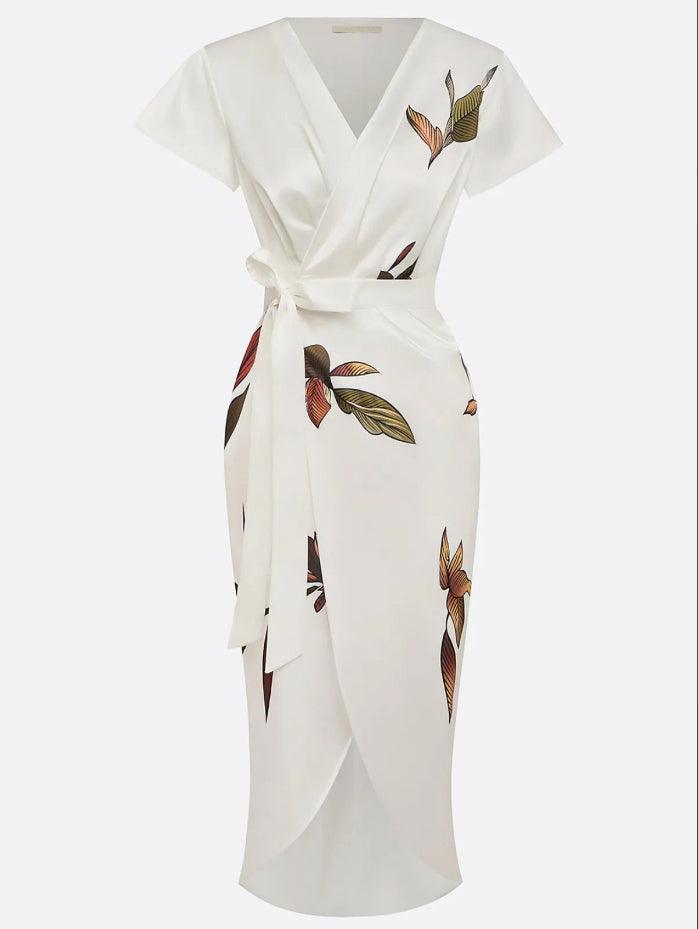 Yulia - Silky Wrap Midi Dress