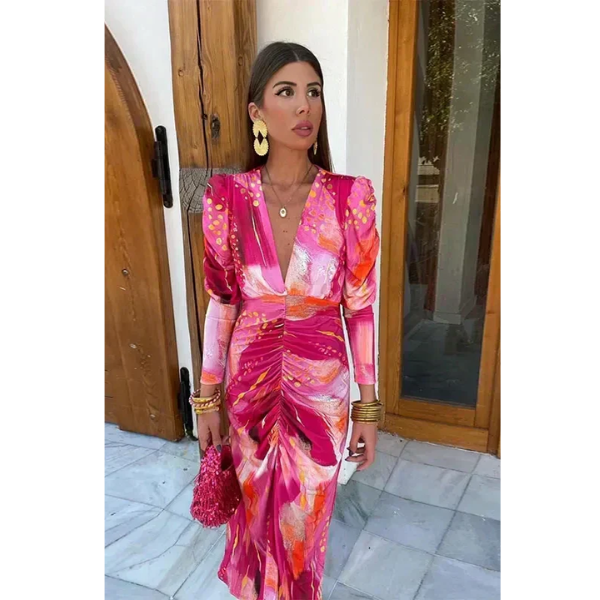 Isabella - Silky Gathered Dress