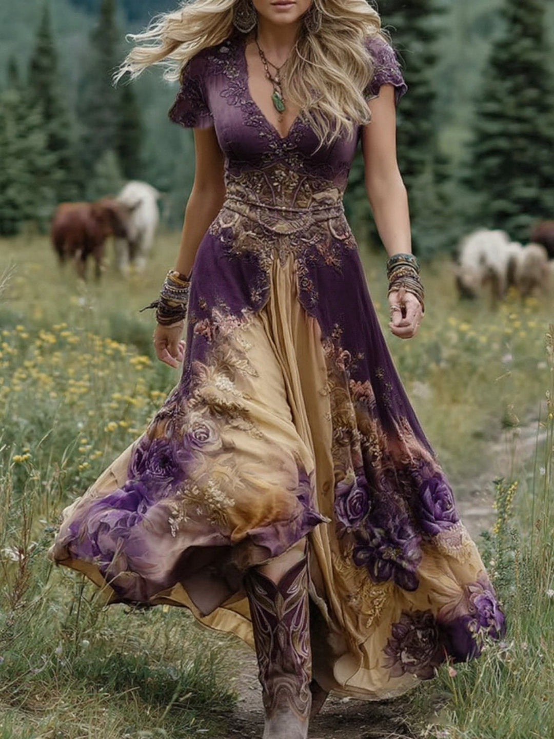 Zaneta - Flowing Floral Dress