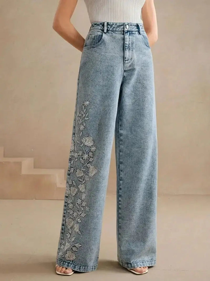 Zephyra - Soft Floral Denim Pants