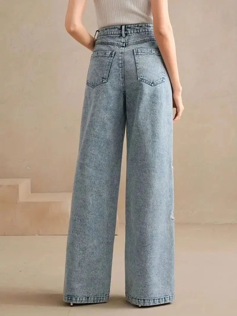 Zephyra - Soft Floral Denim Pants