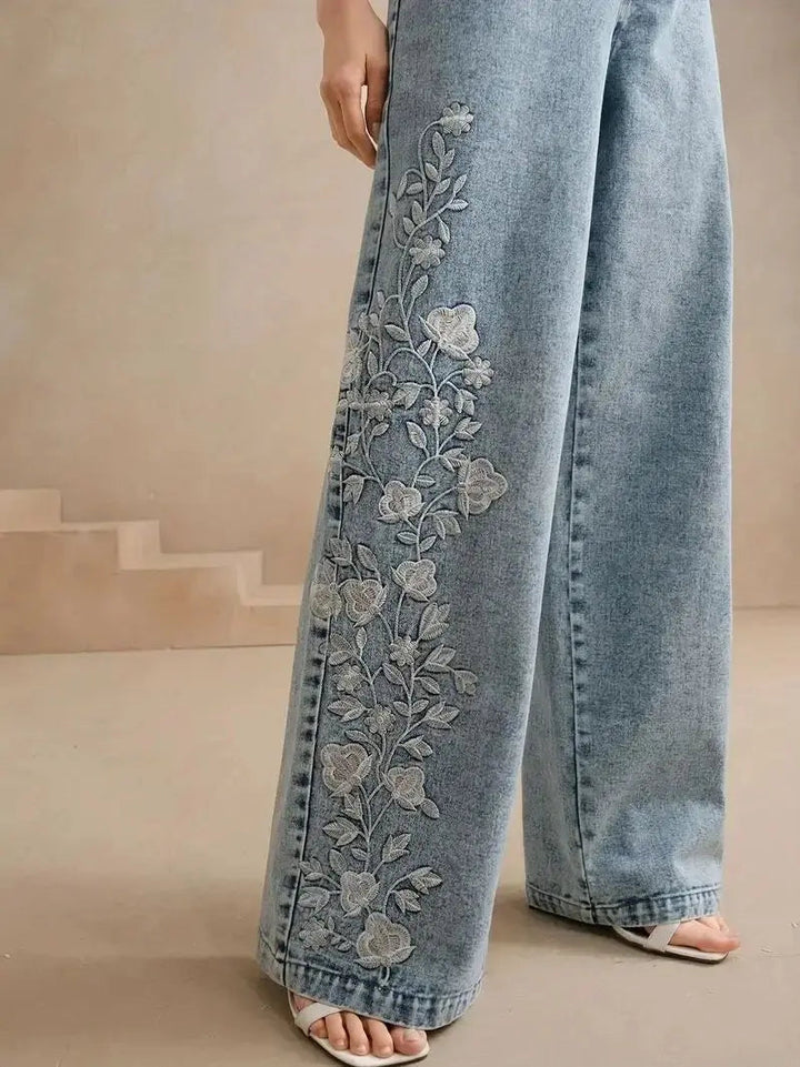 Zephyra - Soft Floral Denim Pants