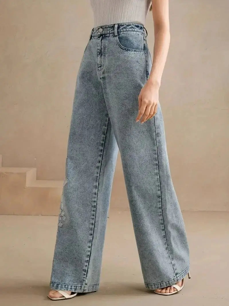Zephyra - Soft Floral Denim Pants