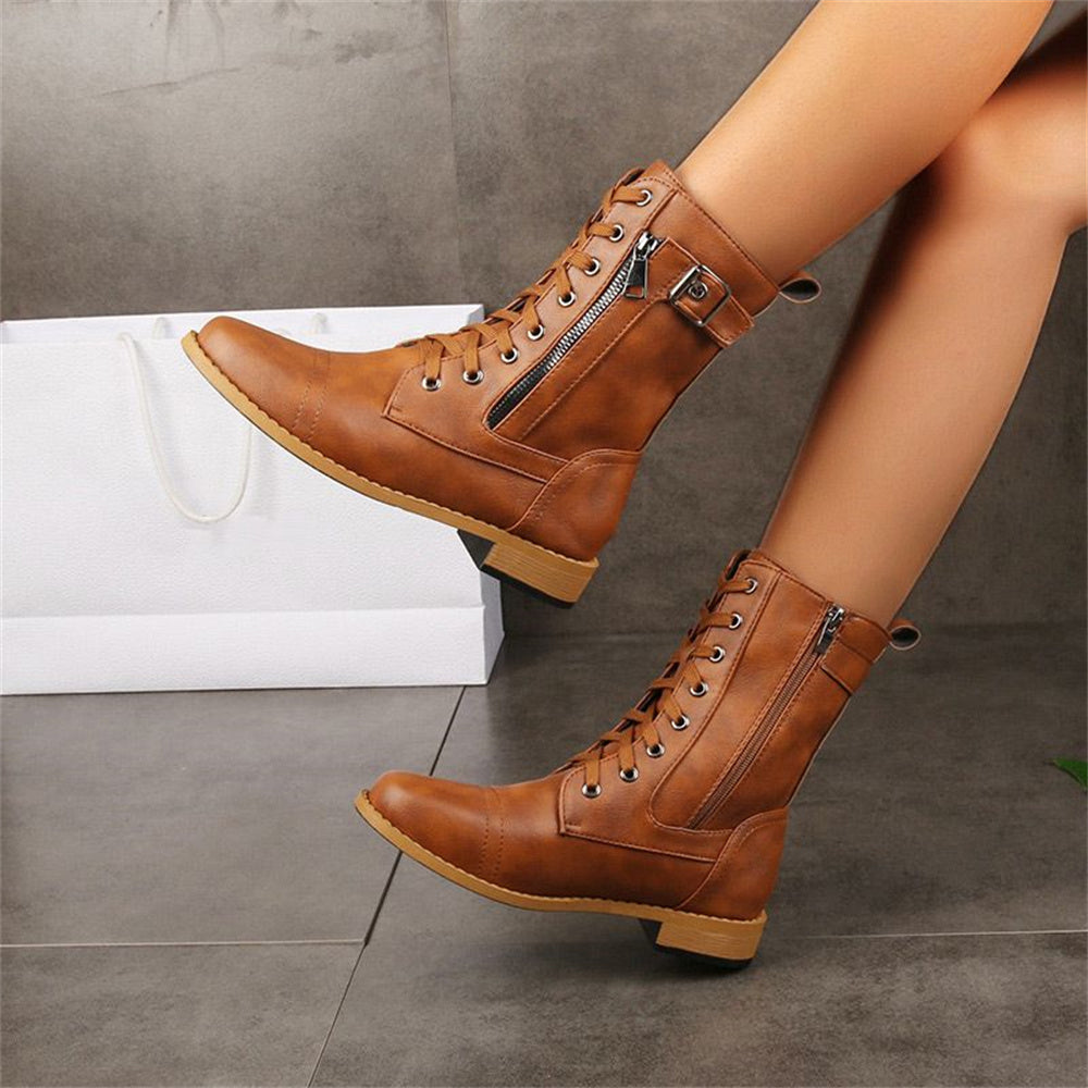Adrienne - Sturdy Vegan Leather Boots
