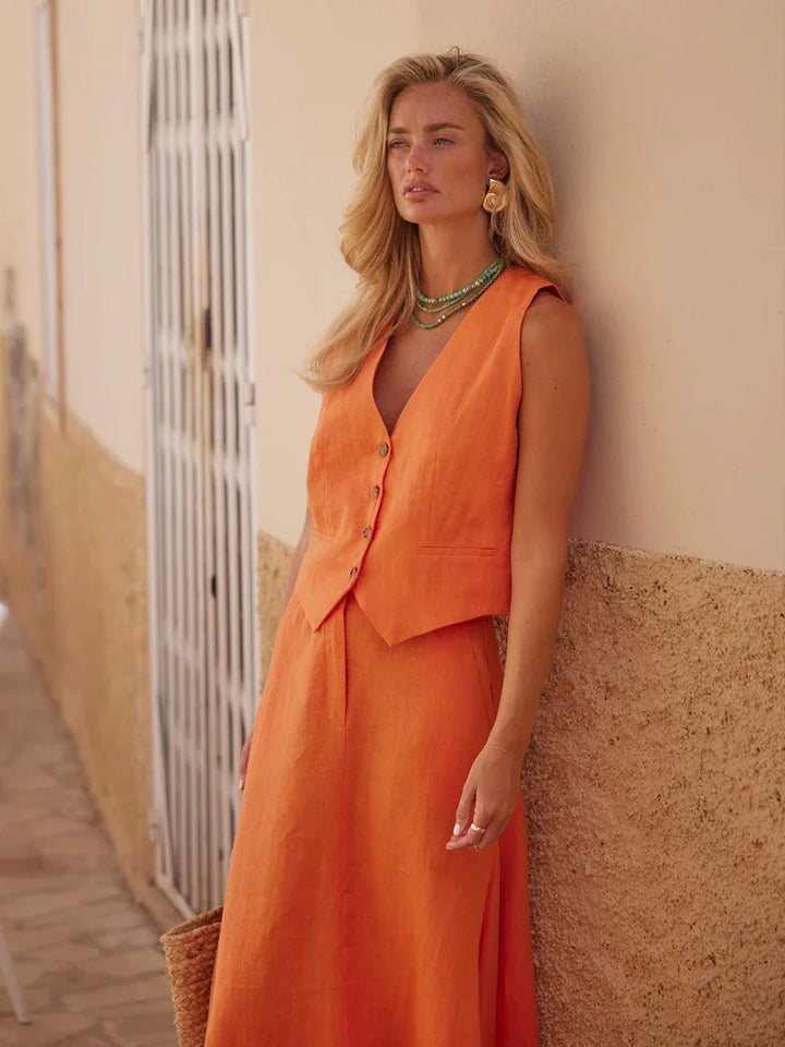 Hallie - Airy Vest Skirt Set