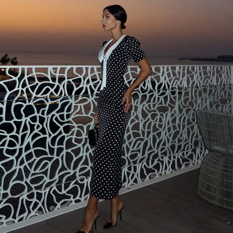 Nevaeh - Elegant Polka Dot Dress