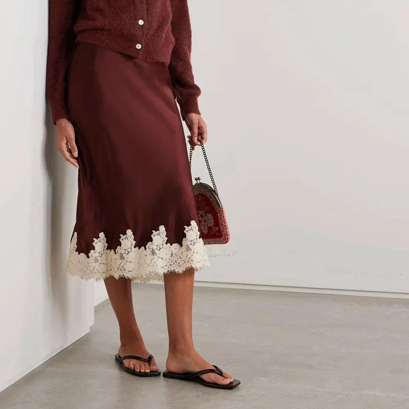 Dina - Elegant Silky Midi Skirt
