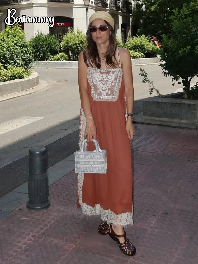 Gina - Flowing Lace Midi Dress