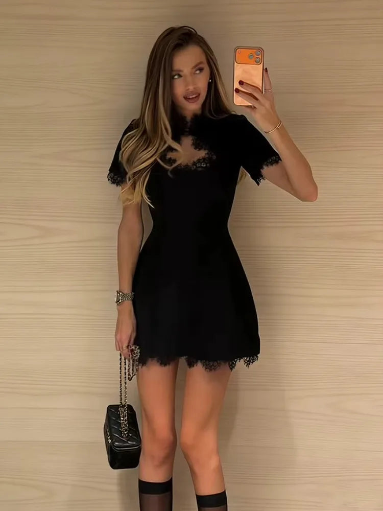 Talia - Sleek Lace Mini Dress
