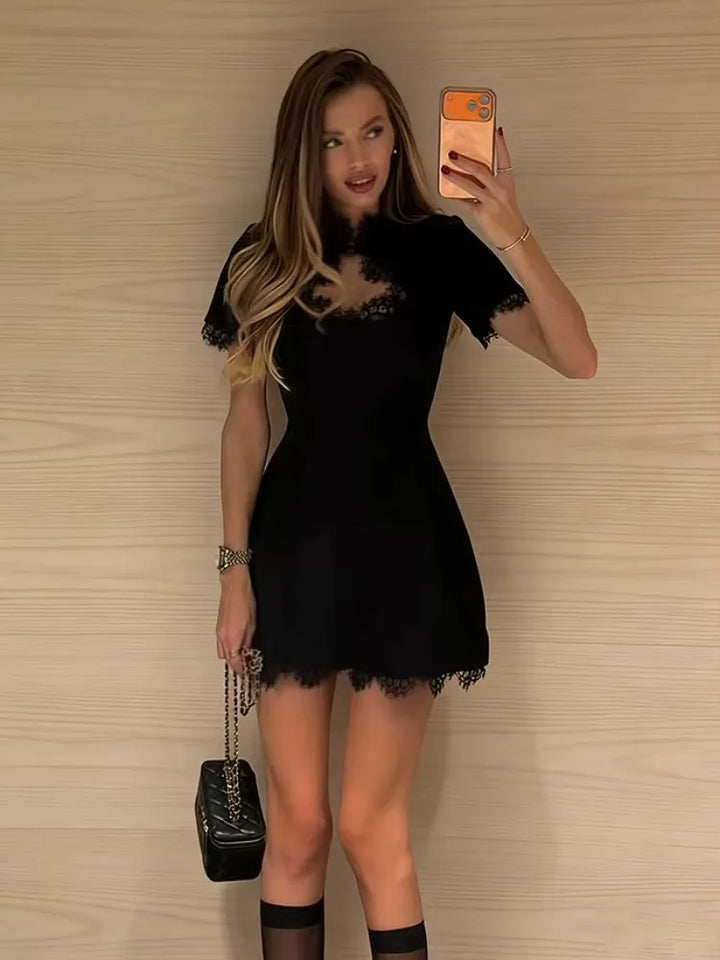Talia - Sleek Lace Mini Dress