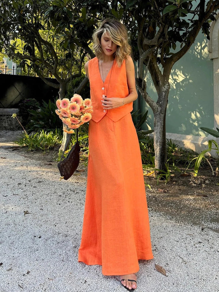 Hallie - Airy Vest Skirt Set