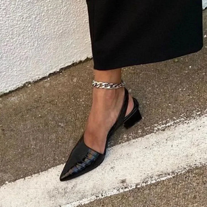 Rhea - Sleek Crocodile Sandals