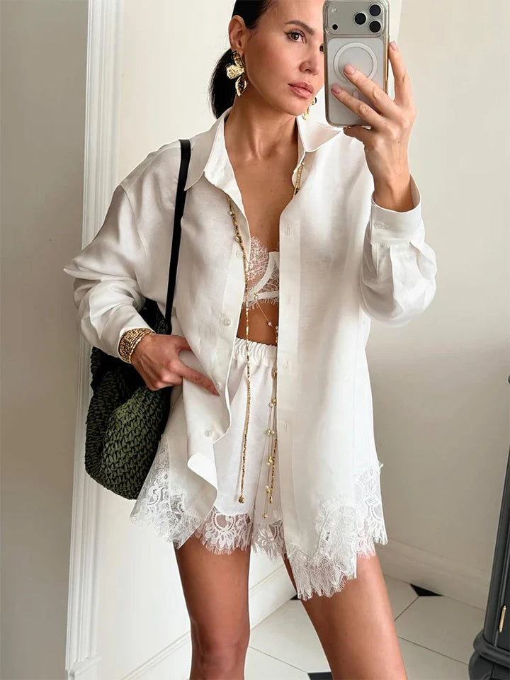 Phoebe - Soft Lace Shorts Set