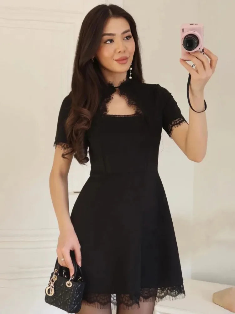 Talia - Sleek Lace Mini Dress