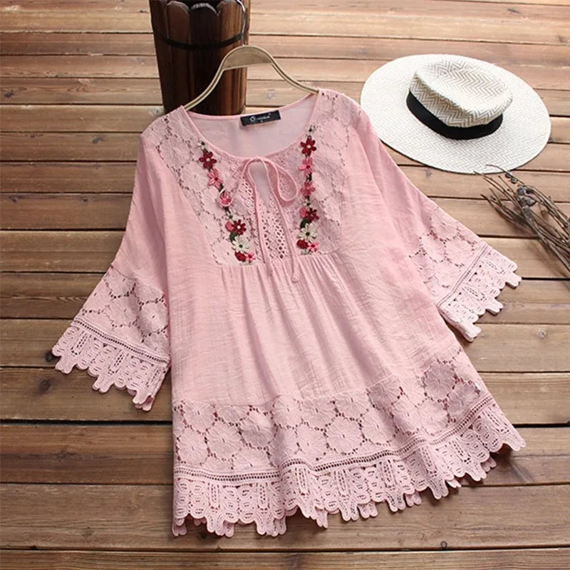 Priscilla - Elegant Lace Blouse