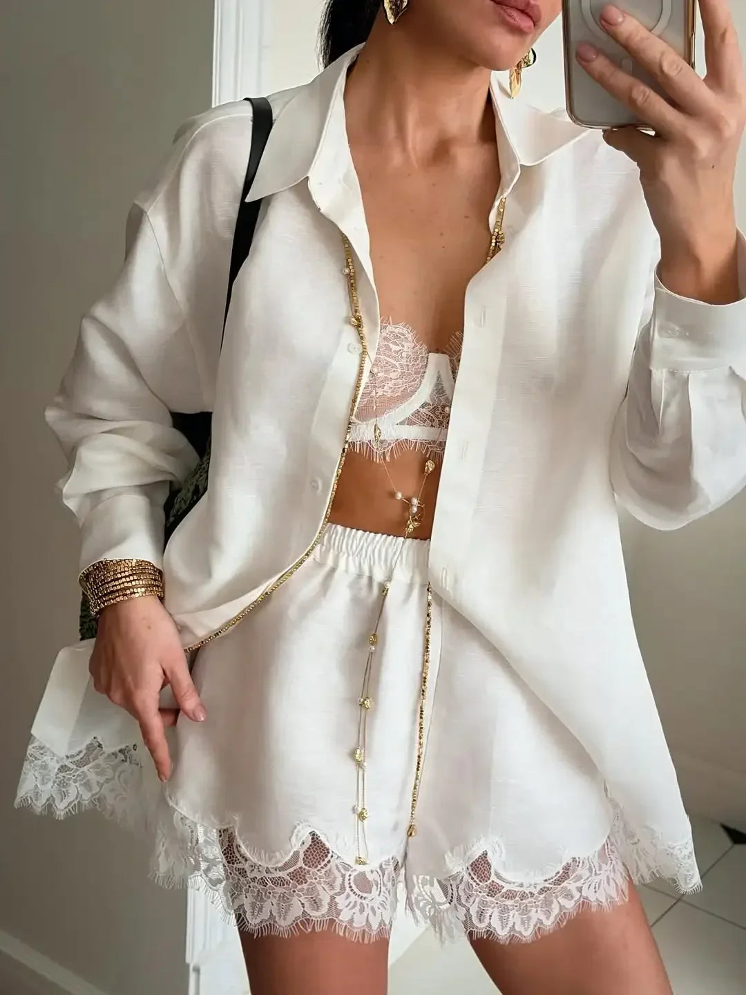 Phoebe - Soft Lace Shorts Set