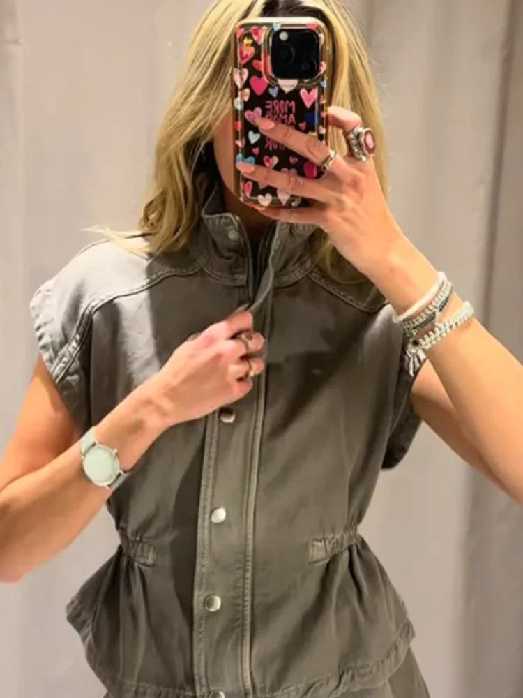 Wynter - Elegant Denim Vest Set