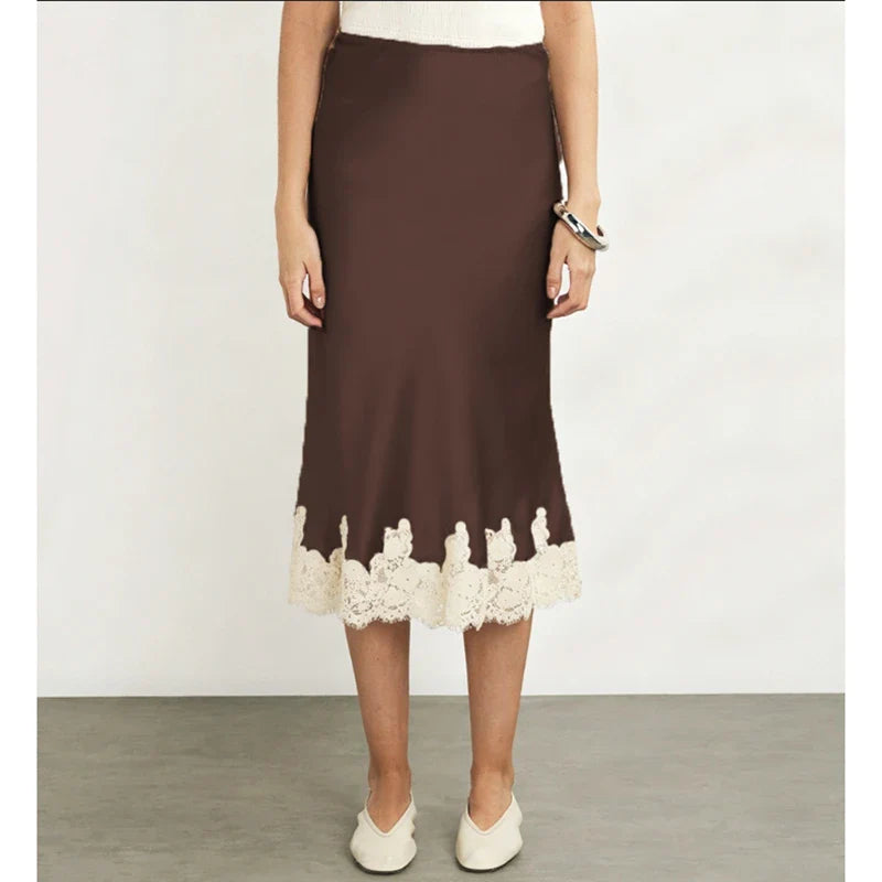 Dina - Elegant Silky Midi Skirt