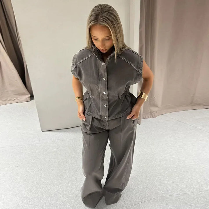 Wynter - Elegant Denim Vest Set