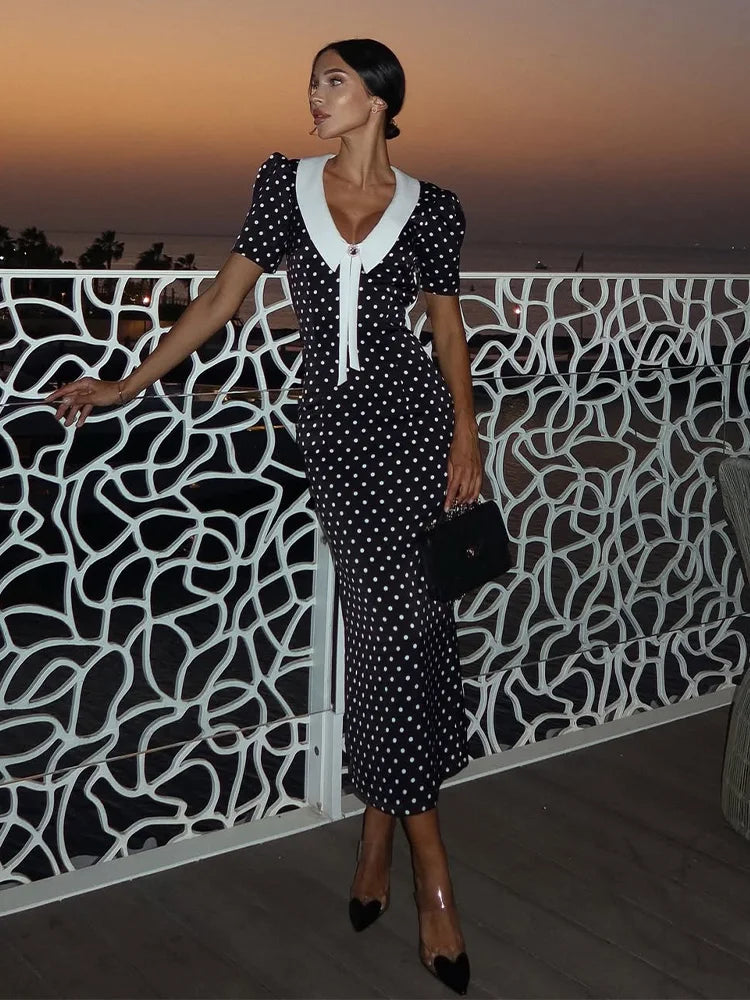 Nevaeh - Elegant Polka Dot Dress