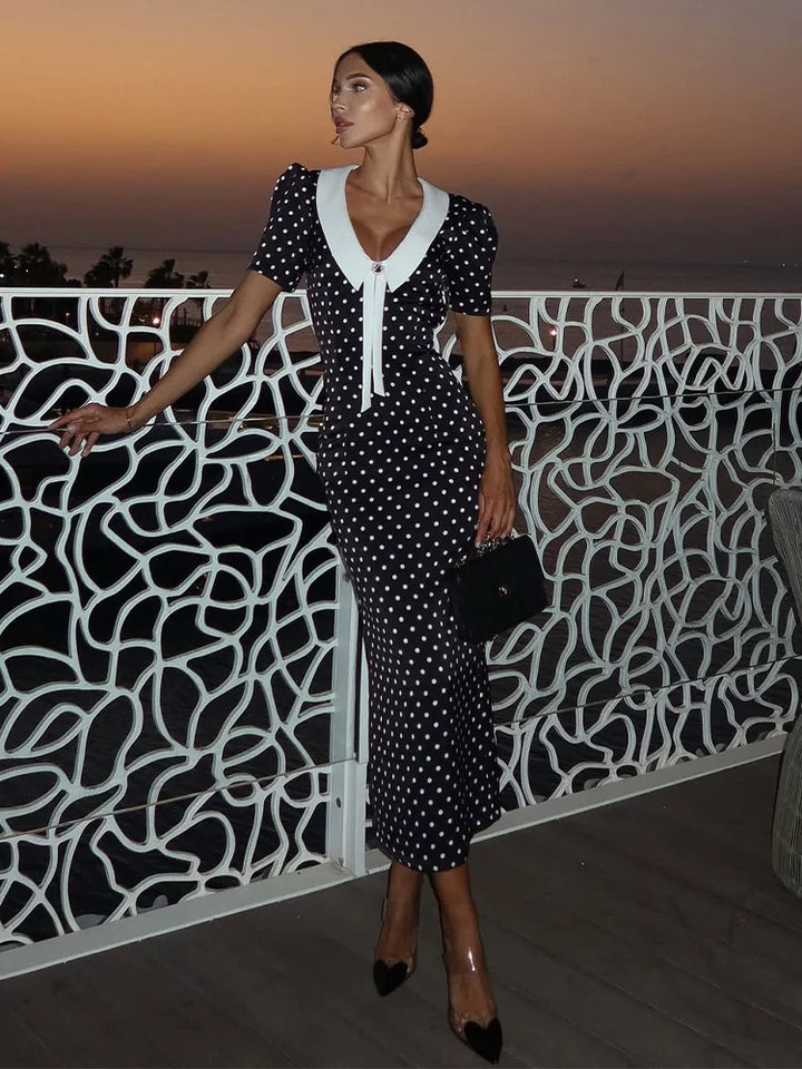 Nevaeh - Elegant Polka Dot Dress