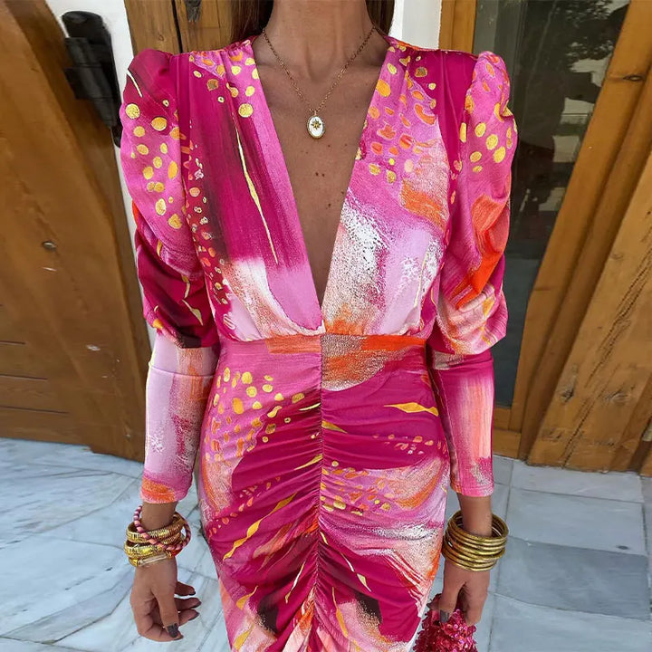 Isabella - Silky Gathered Dress
