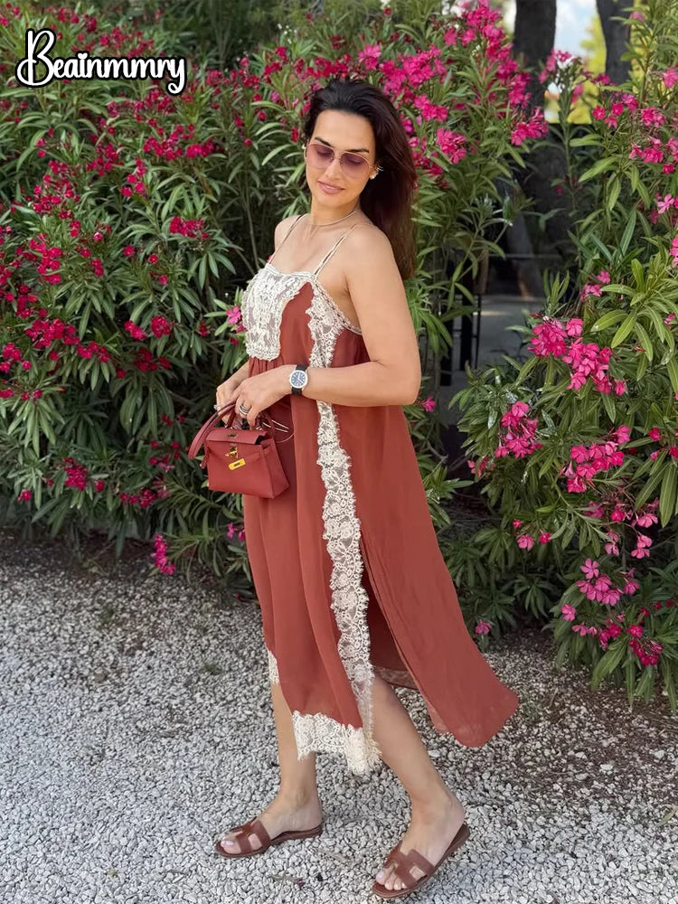 Gina - Flowing Lace Midi Dress