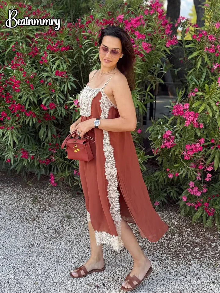 Gina - Flowing Lace Midi Dress