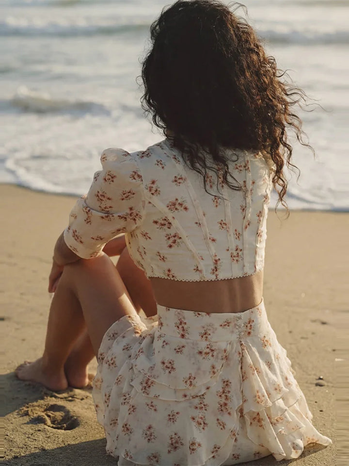 Hazel - Flowy Ruffle Mini Skirt Set