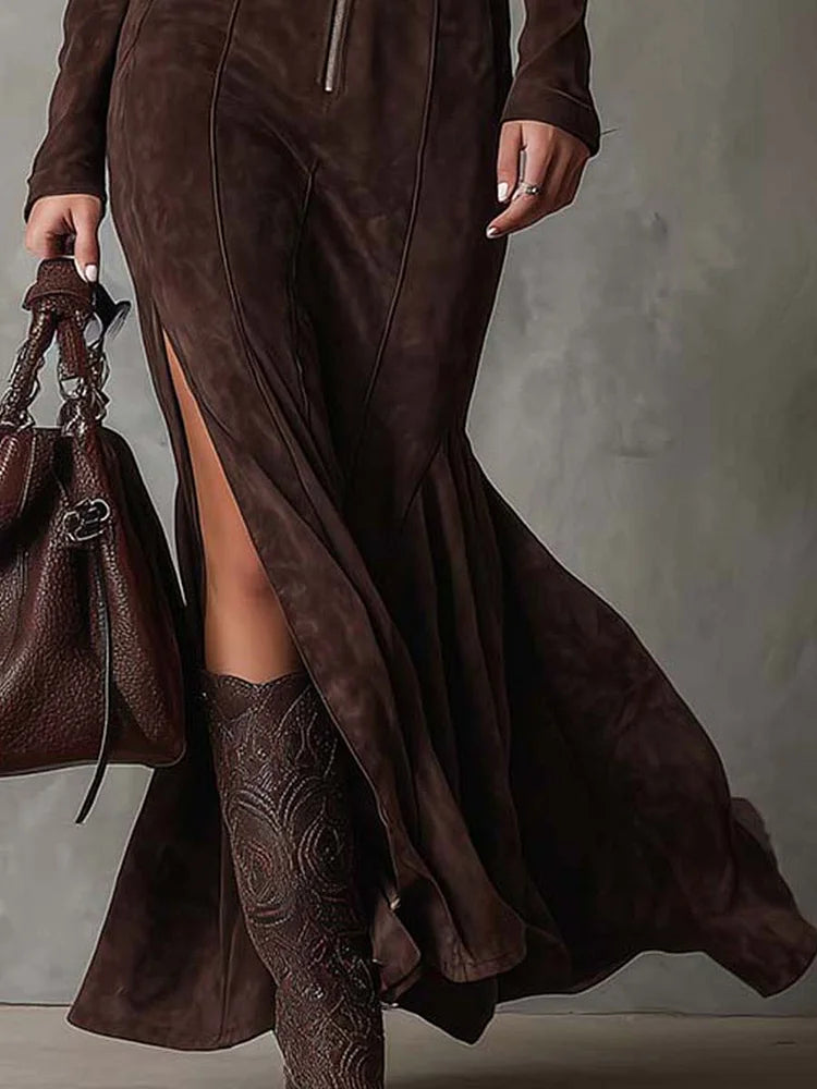 Hallie - Luxurious Suede Dress