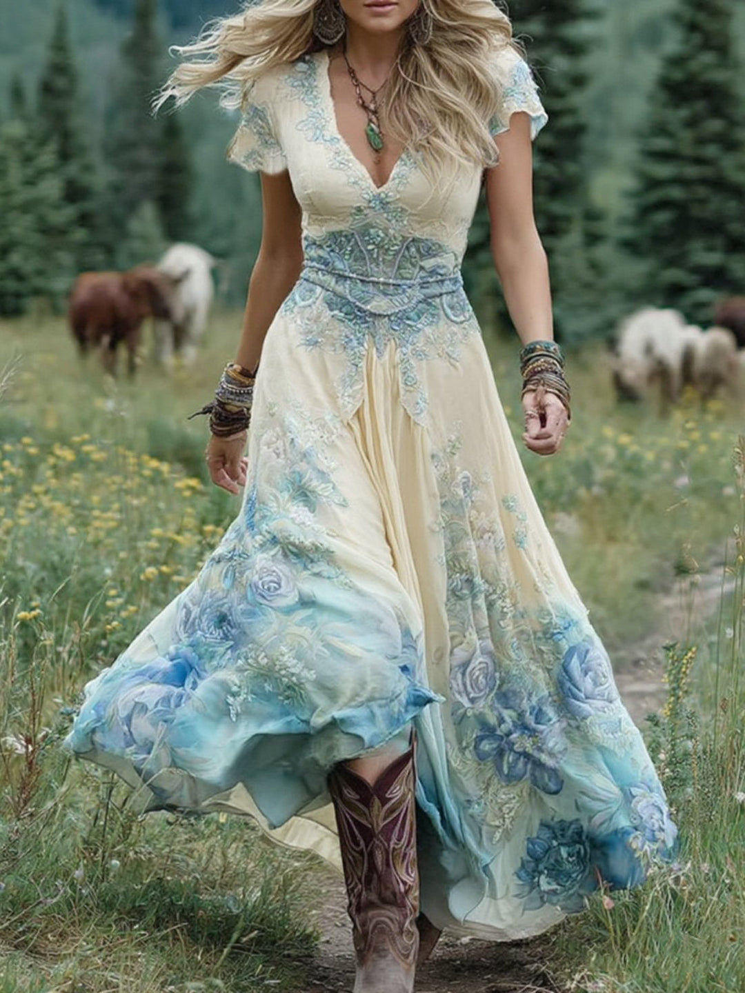 Zaneta - Flowing Floral Dress